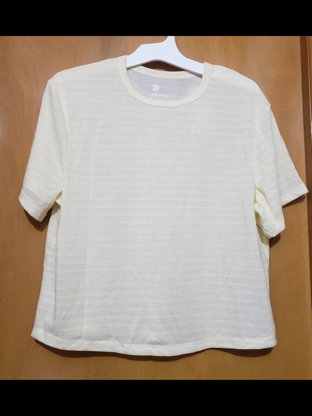 all in motion Light Yellow Striped Short Sleeve Crewneck Tee